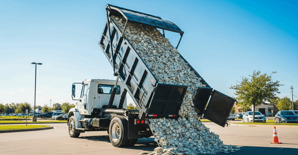 A dumpster full of cash
