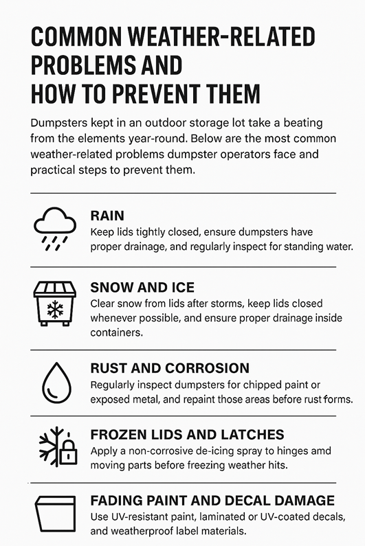 dumpster-maintenance-weatherproofing-risks-prevention-infographic - Dumpster Rental Systems common weatherproofing for dumpsters kept outside in cold weather