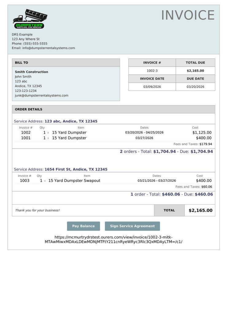 An example of an upgraded DRS invoice 